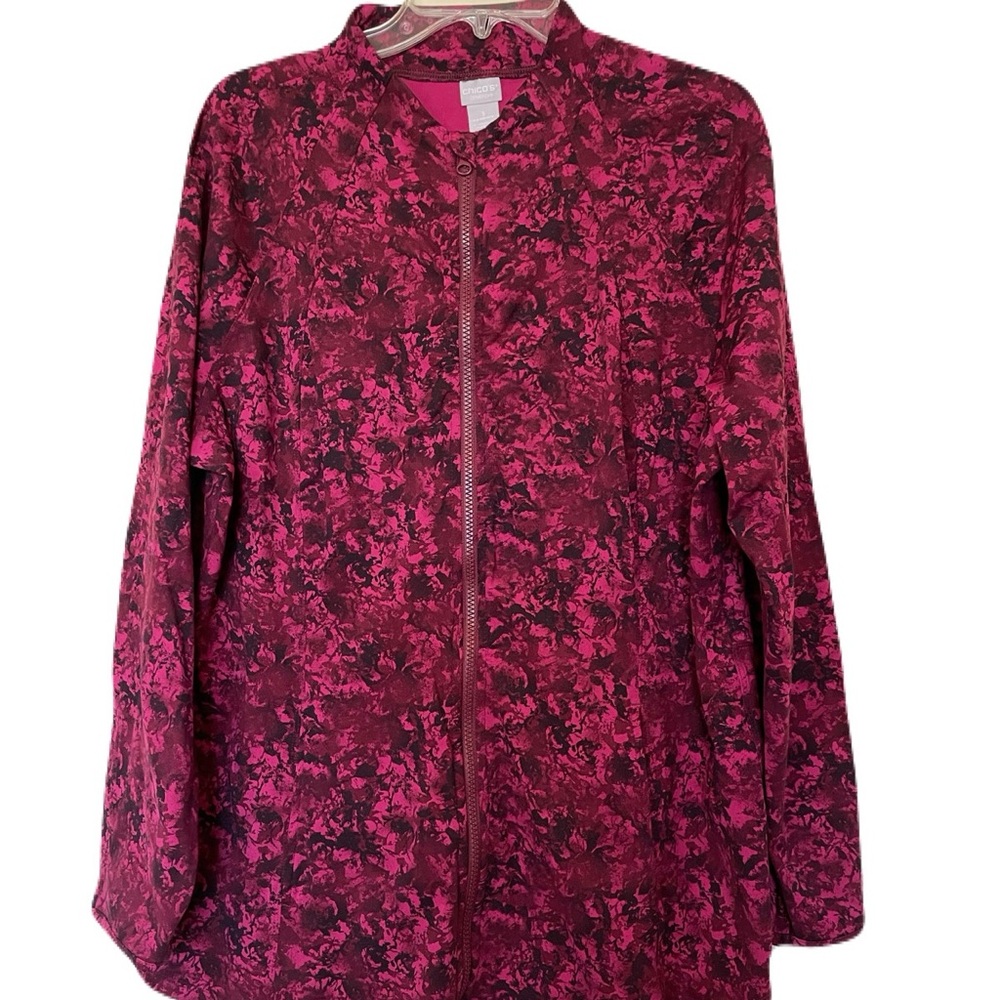 Chico’s Zenergy Pink Orchid Flower Abstract Print Jacket Chico’s size 3 XL